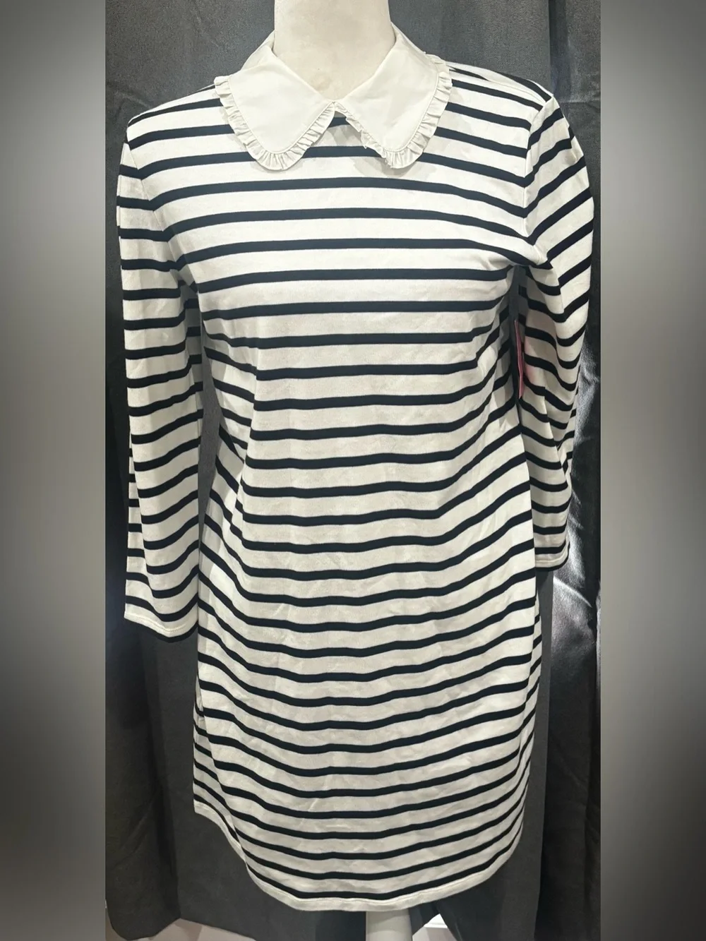 NWT Kate Spade New York Poplin Collar Striped Tee Dress French Cream Medium